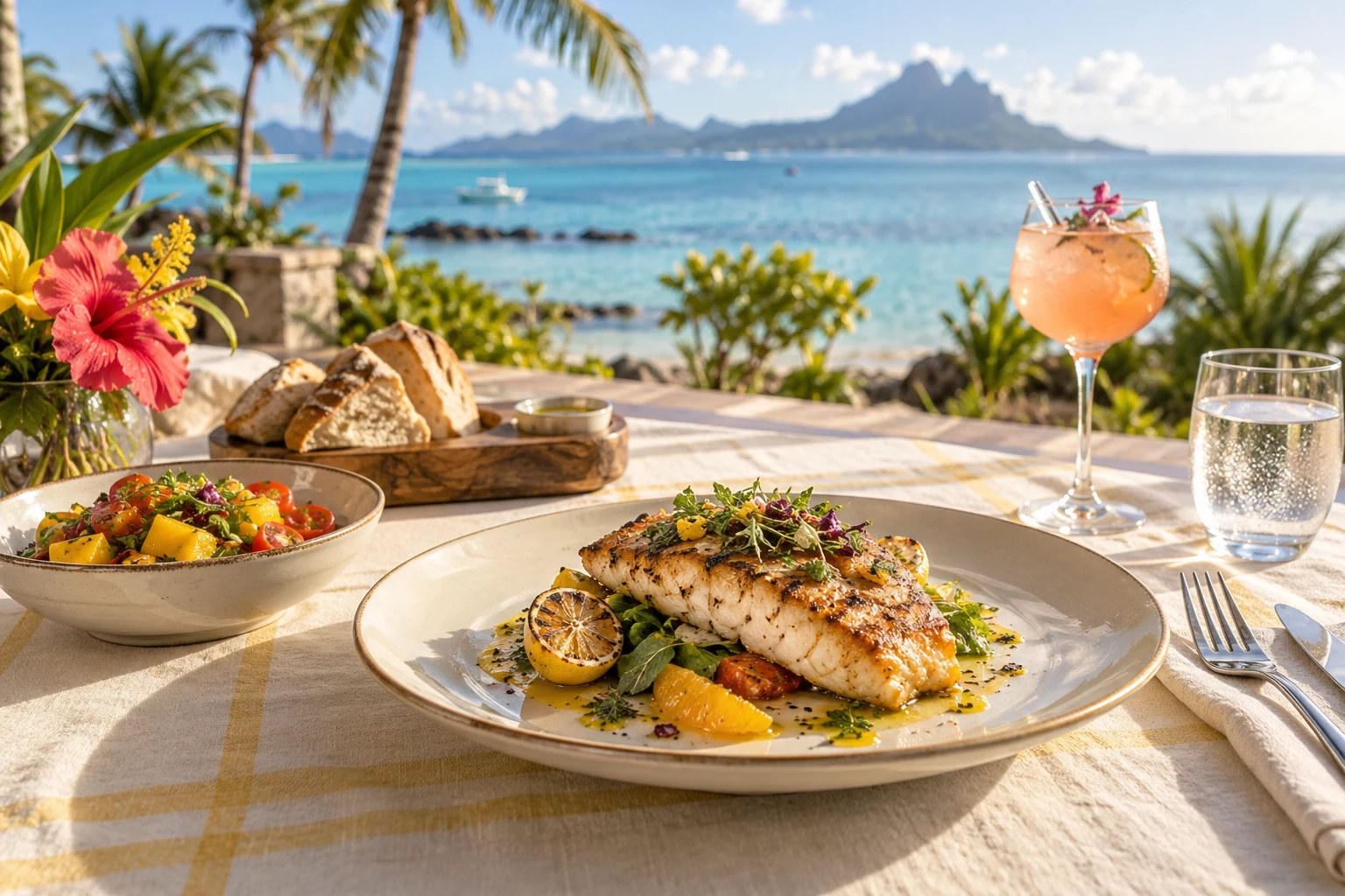 Fresh fish and tropical produce at the hotel restaurant