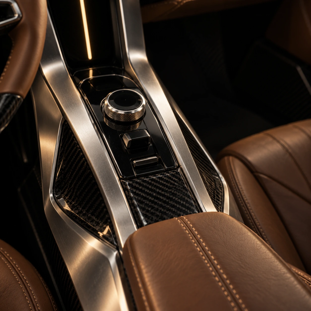 Machined metal controls in the VAYLK center console