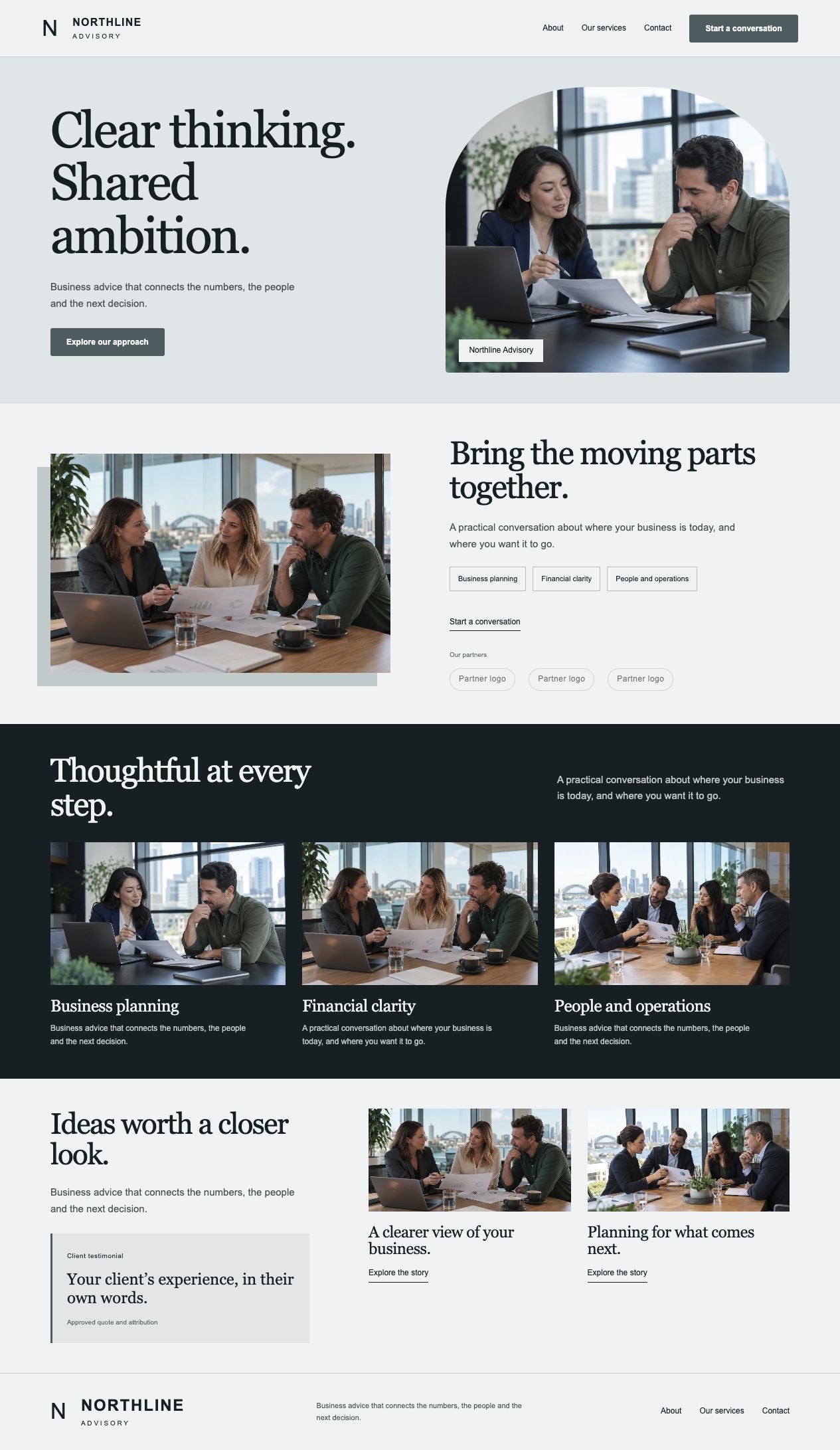 Northline Advisory About desktop page design