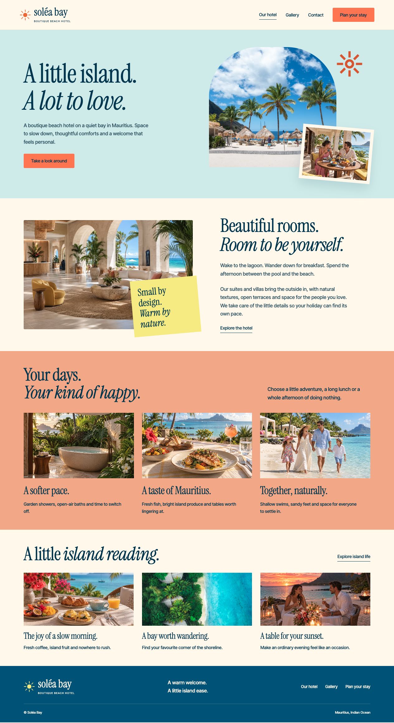 Soléa Bay About desktop page design