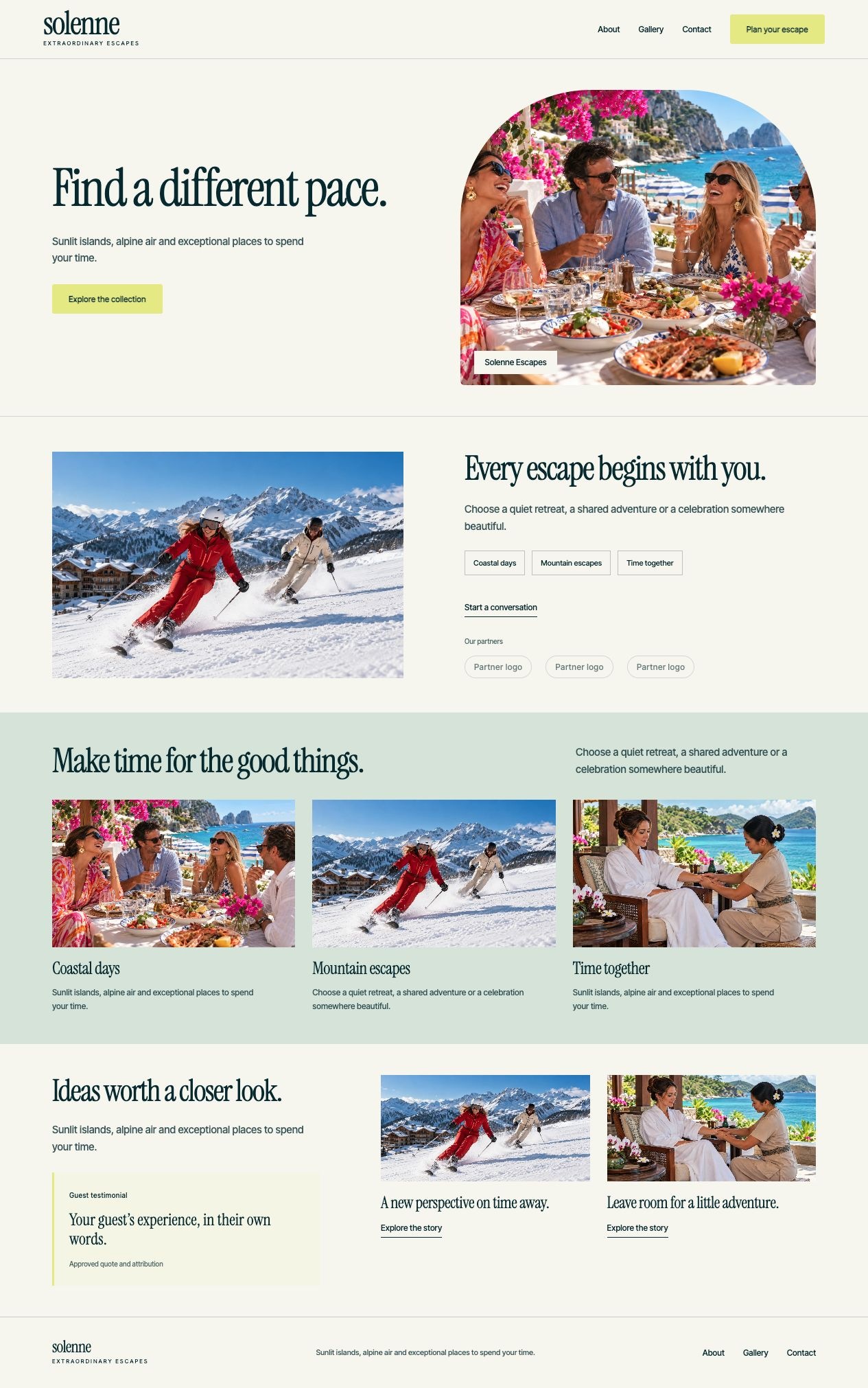 Solenne Escapes About desktop page design
