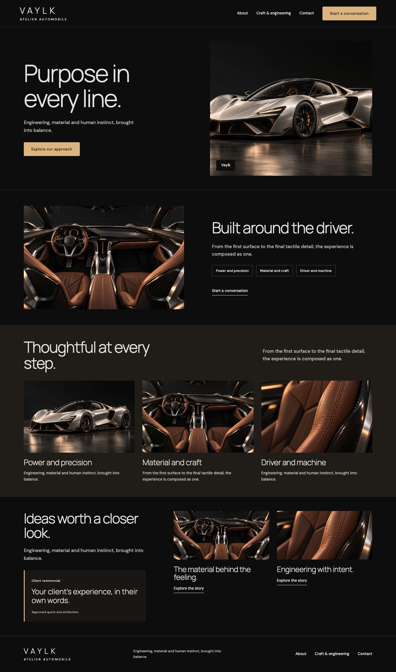 Vaylk About desktop page design