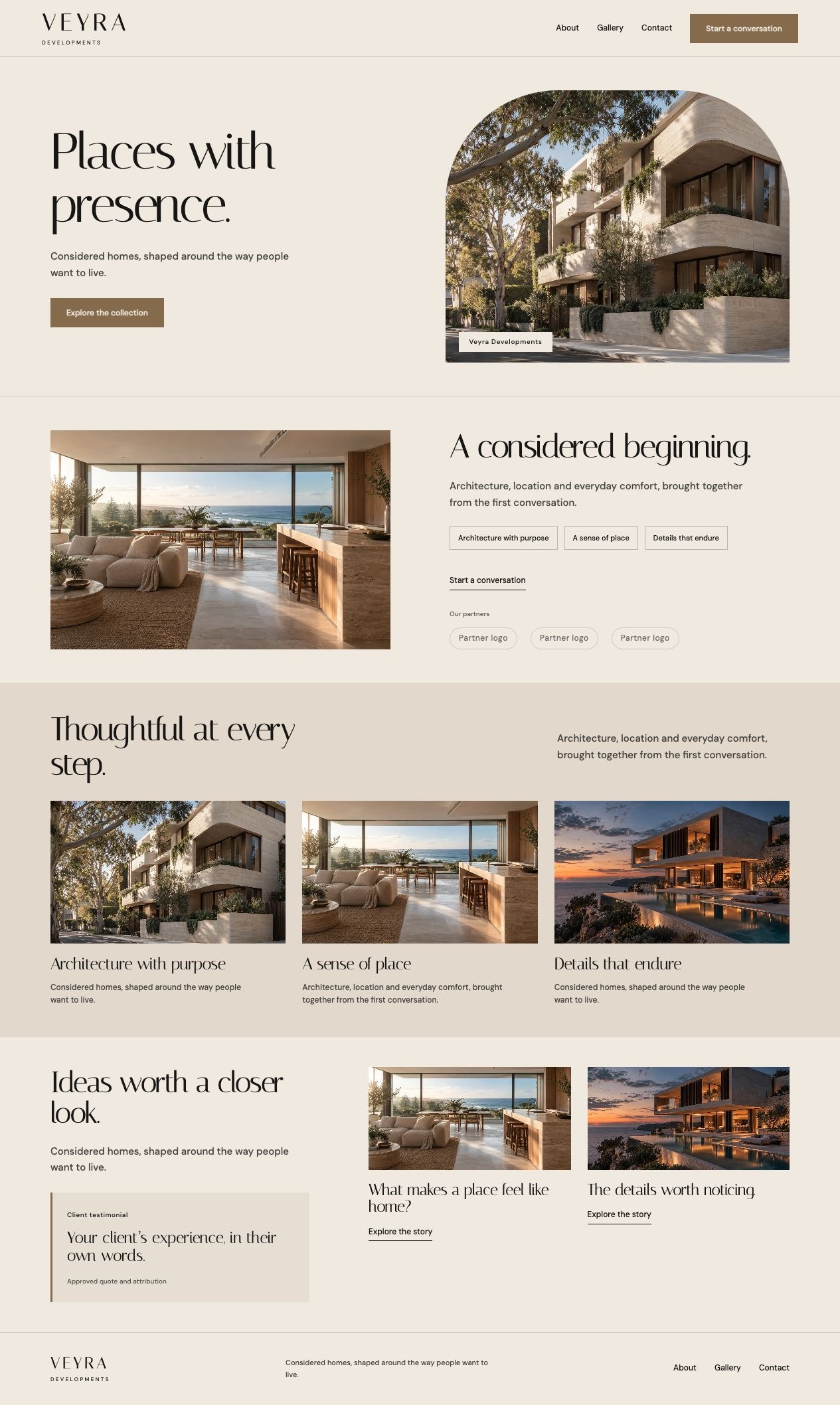 Veyra Developments About desktop page design